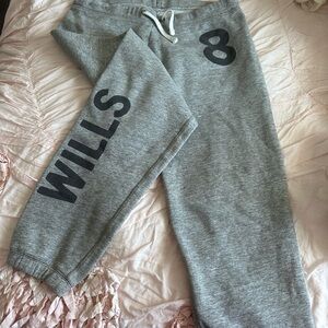 Jack Wills Gray Sweatpants with Bold Text and Adjustable Waist
